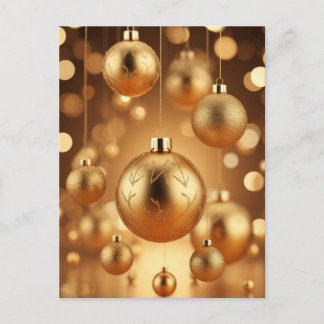 Cartão Postal Enfeites de Natal Dourados Com Luz Bokeh Brillante