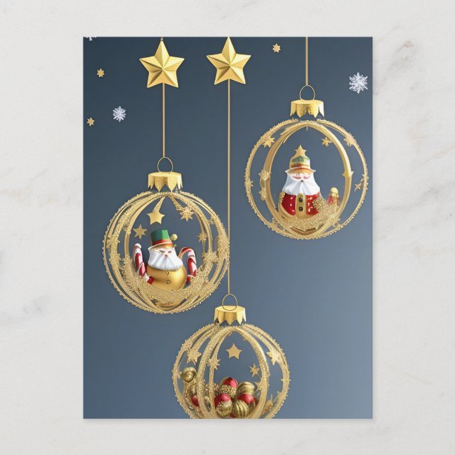 Cartão Postal Enfeites de Natal Elegantes (Frente)