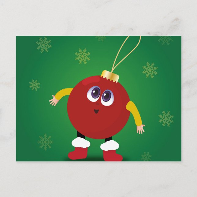 Cartão Postal Enfeites de natal engraçado e bonito com flocos de (Frente)