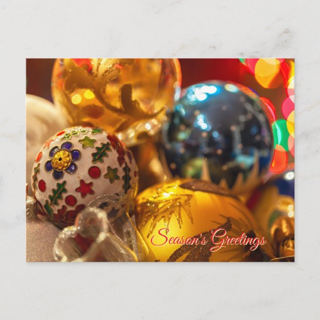 Cartão Postal Enfeites de natal Festivos Fechar (Frente)