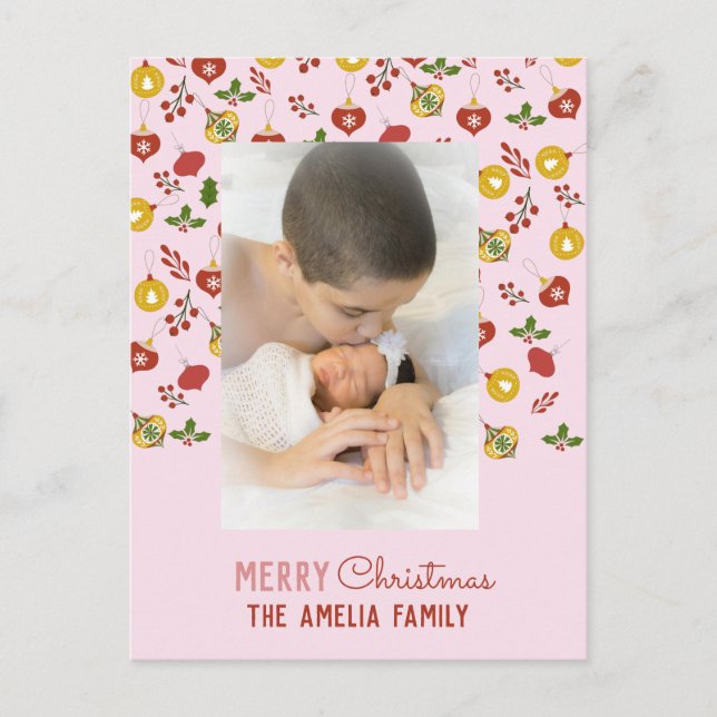 Cartão Postal Enfeites de natal Foto Festiva Feriada (Frente)