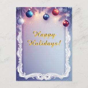 Cartão Postal ❄️ Enfeites Festivos de Natal Brilham 🎄 Galho de