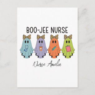 Cartão Postal Enfermeira Boo-Jee Halloween Fantasma Nome Persona