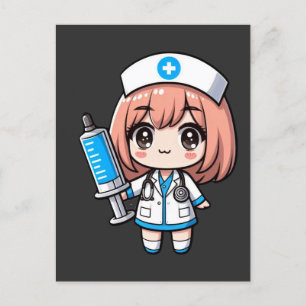 Cartão Postal Enfermeira Chibi Cute - saúde, animação, medicina