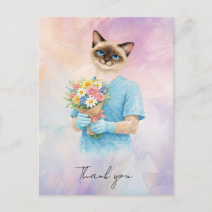 Cartão Postal Enfermeira com Flores da Enfermeira para dizer obr