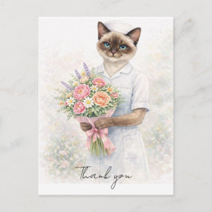 Cartão Postal Enfermeira com Flores da Enfermeira para dizer obr