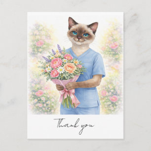 Cartão Postal Enfermeira com Flores da Enfermeira para dizer obr