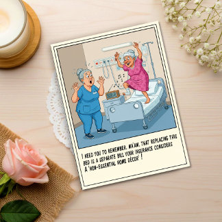 Cartão Postal Enfermeira com paciente idoso dançando para se rec