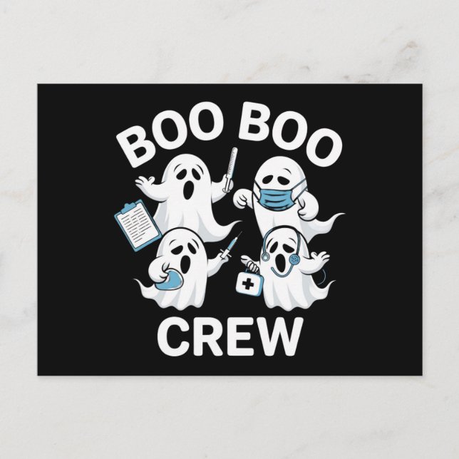 Cartão Postal Enfermeira de Halloween, Gift Boo Boo Crew Nurse (Frente)
