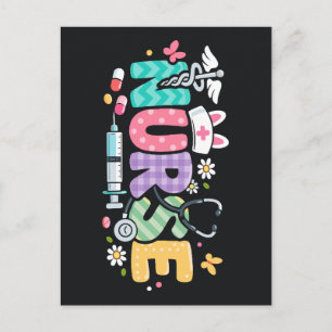 Cartão Postal Enfermeira de Páscoa Fofa Humor Médico