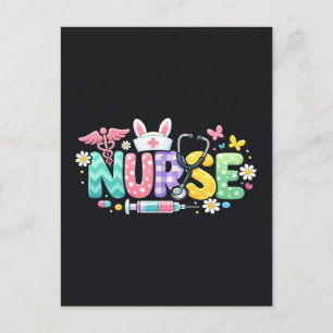 Cartão Postal Enfermeira de Páscoa Fofa Humor Médico