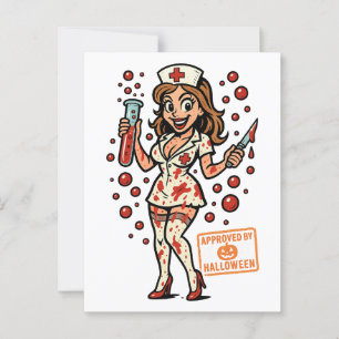 Cartão Postal Enfermeira de Pin-Up do Halloween - Cartoon Gelado