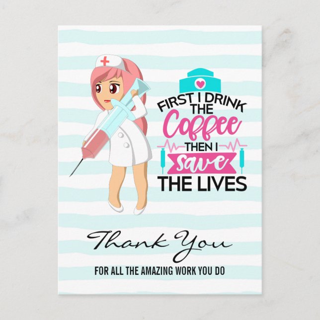 Cartão Postal Enfermeira Engraçada Dizendo com Grande Agulha hip (Frente)