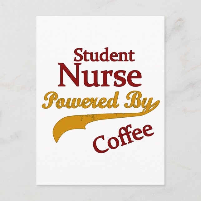 Cartão Postal Enfermeira Estudantil Alimentada Por Café (Frente)