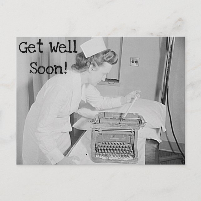 Cartão Postal Enfermeira Rápida Recuperação & Postcard de Máquin (Frente)