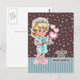 Cartão Postal Enfermeiras cuidam do Heart. Enfermeira Loura Boni