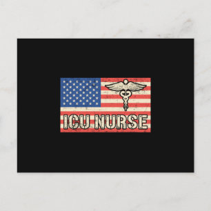 Cartão Postal Enfermeiro da ICU Medicina Emergência Bandeira Am