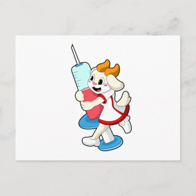 Cartão Postal Enfermeiro na Vacinação com Seringa (Frente)