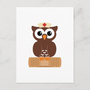 Cartão Postal Enfermeiro Owl (com bandaid)