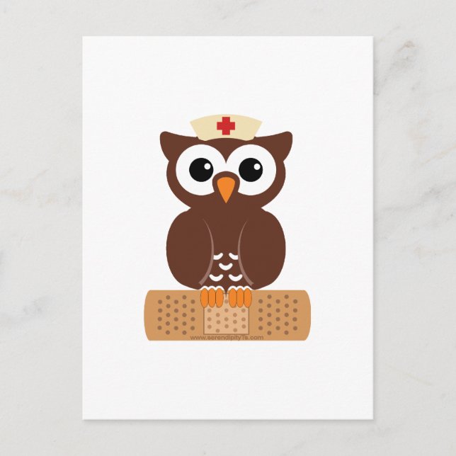 Cartão Postal Enfermeiro Owl (com bandaid) (Frente)