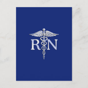 Cartão Postal Enfermeiro Registrado RN Caduceus em Azul Marinho