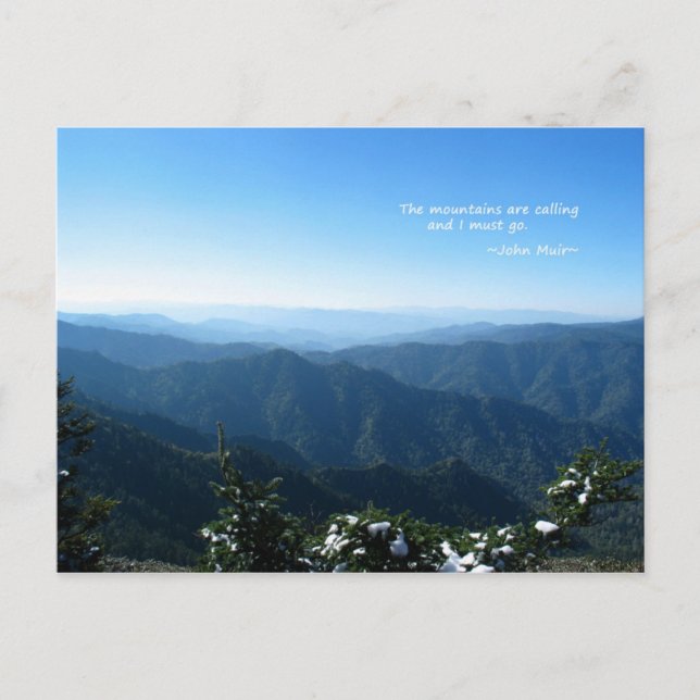 Cartão Postal Enfumaçado Mtns c/neve: Os mtns estão ligando para (Frente)