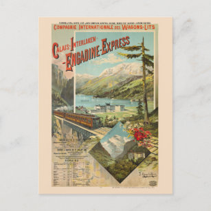 Cartão Postal Engadine-Express Switzerland Vintage Poster 1890