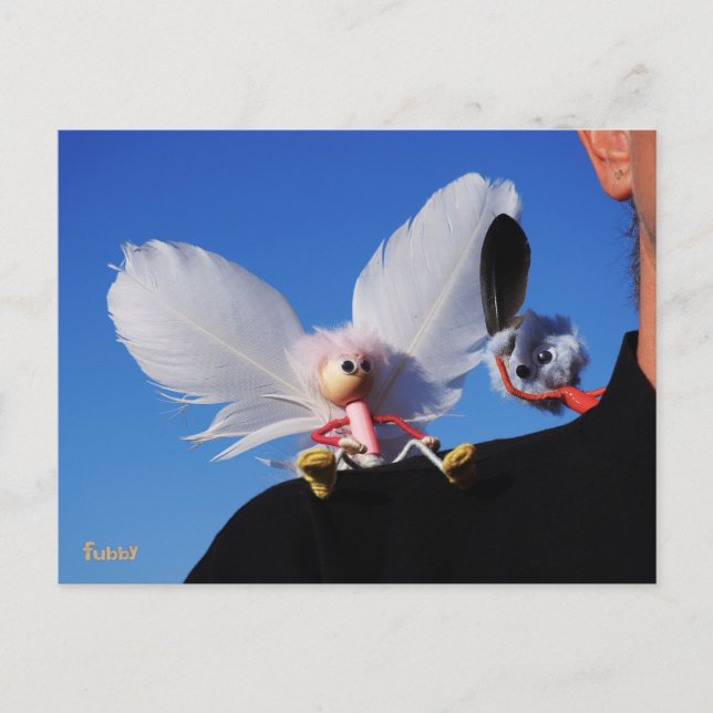 Cartão Postal Engel fubby op mijn schouder met uitdagend Monster (Frente)