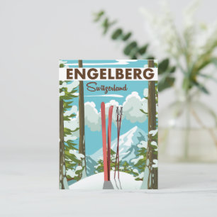 Cartão Postal Engelberg Suiça ski poster
