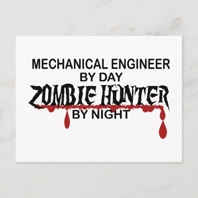 Cartão Postal Engenheiro mecânico Zombie Hunter (Frente)
