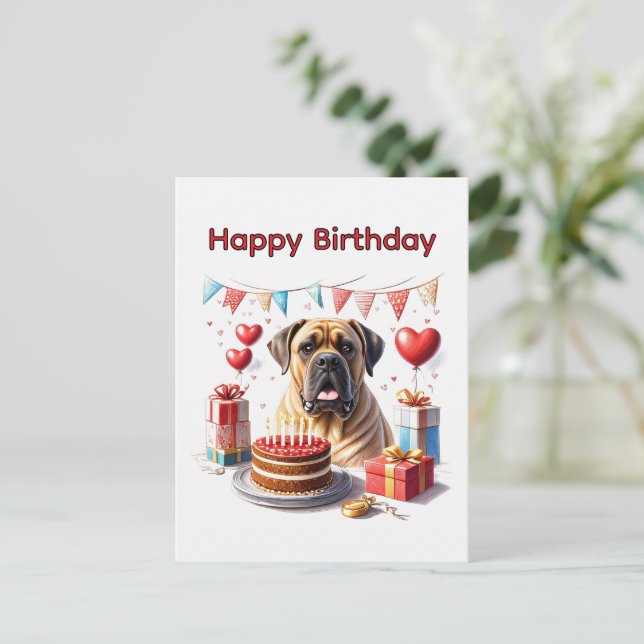 Cartão Postal Englische Dogge Mastiff Birthday  (Em pé/Frente)
