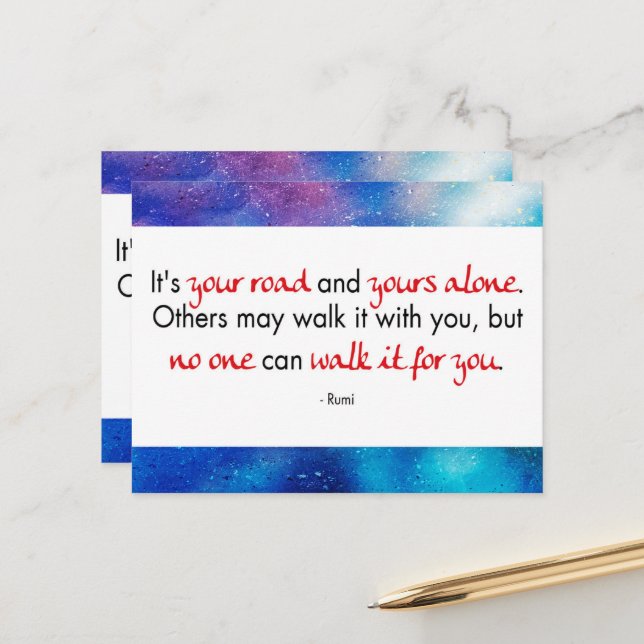 Cartão Postal Englisches Zitat von Rumi - Es ist Ihre Straße Mit (Frente/Verso In Situ)