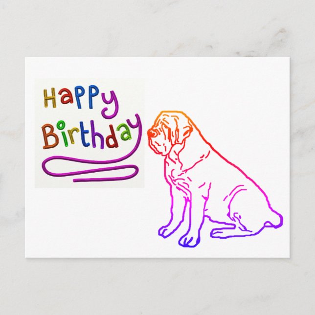 Cartão Postal English Mastiff bunte Schrift Dogge (Frente)