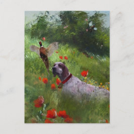 Cartão Postal English Setter , caça aos faasant