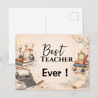Cartão Postal English Teacher Thank You Gift End of School Year