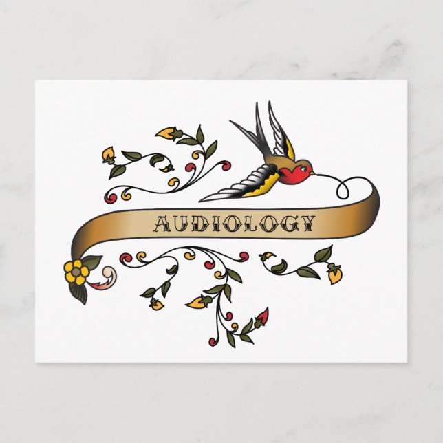 Cartão Postal Engolir e rolar com Audiologia (Frente)