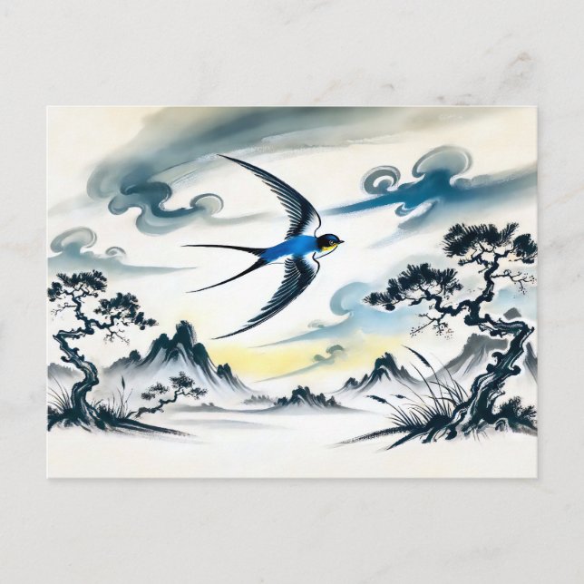 Cartão Postal Engolir o céu em tinta chinesa Pai (Frente)