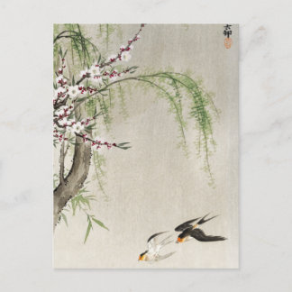 Cartão Postal Engordas em voo, Ohara Koson, Arte de Pássaros Jap