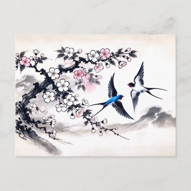 Cartão Postal Engordas Soprando pelo Céu em Tinta Chinesa (Frente)