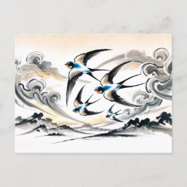 Cartão Postal Engordas Soprando pelo céu em tinta chinesa Pa