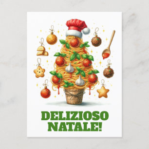 Cartão Postal Engraçada Árvore de Natal Delizioso Natale!