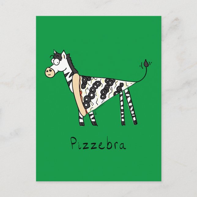 Cartão Postal Engraçada Pizza Zebra - Filhos de Cartoons (Frente)