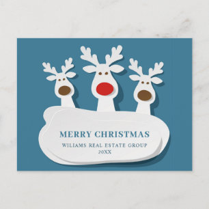 Cartão Postal Engraçadas Reindeers Feliz Saudação Corporativa