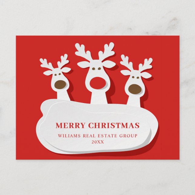 Cartão Postal Engraçadas Reindeers Feliz Saudação Corporativa de (Frente)