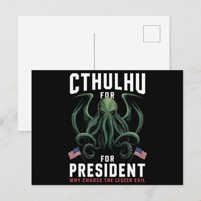 Cartão Postal Engraçado 2024 Eleições Cthulhu para Presidente (Frente/Verso)