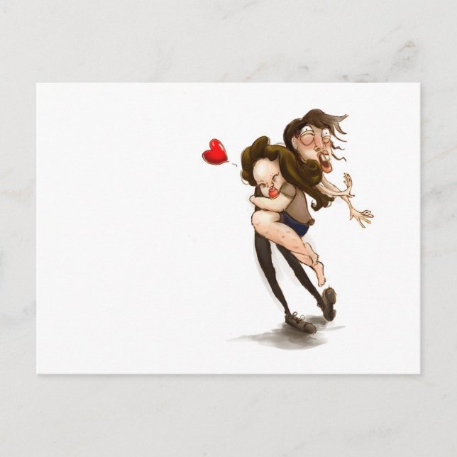 Cartão Postal Engraçado abraçar amante (Frente)