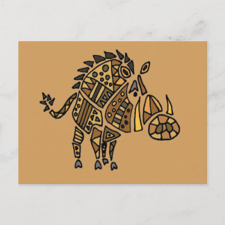Cartão Postal Engraçado Abstrato Art Artístico Warthog