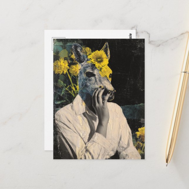 Cartão Postal Engraçado Adorável Colagem de Veados (Frente/Verso In Situ)