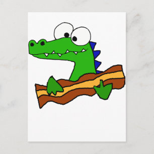 Cartão Postal Engraçado Alligator Comendo Trabalho de arte de B