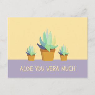 Cartão Postal Engraçado Amarelo roxo Aloe Vera Suculente